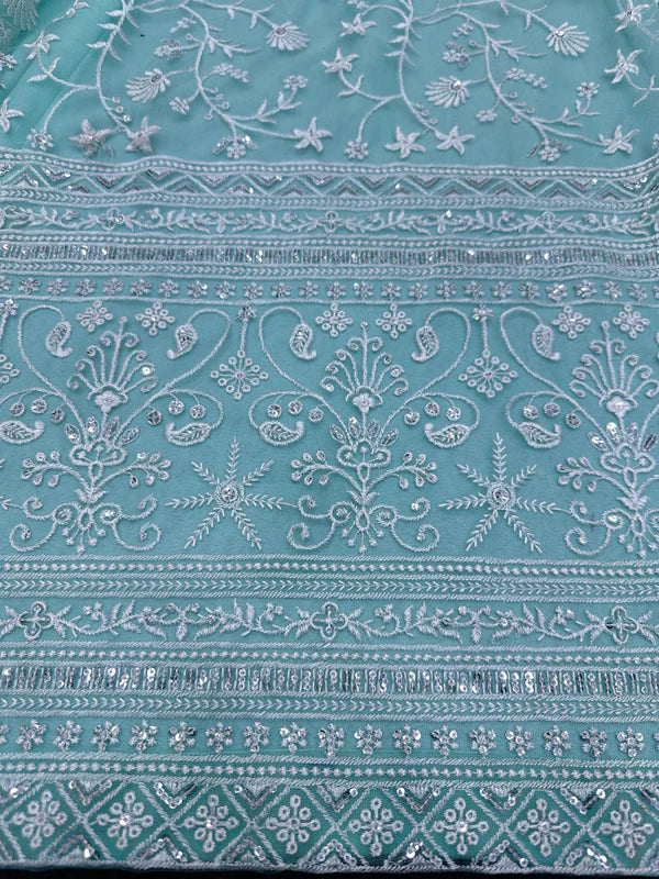 Delightful Sky Blue Color Thread Work Lehenga Choli