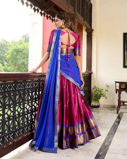 Pink Color Cotton Silk Designer South Indian Half Saree Lehenga Choli