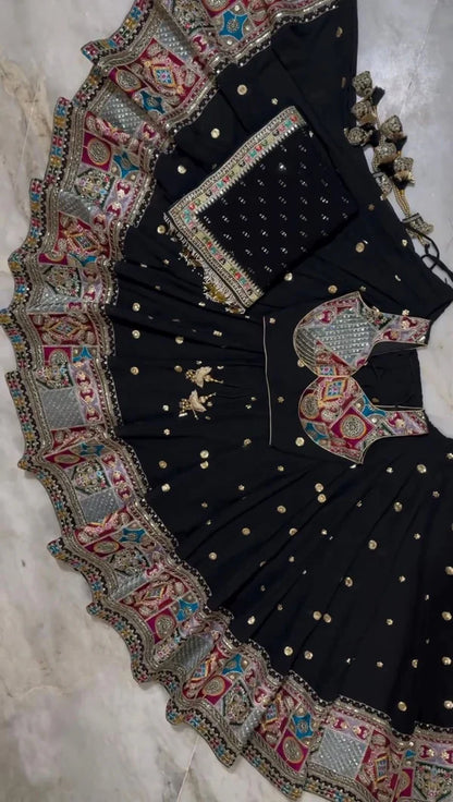 Awesome Black Lehenga Choli With Heavy Embroidery Work