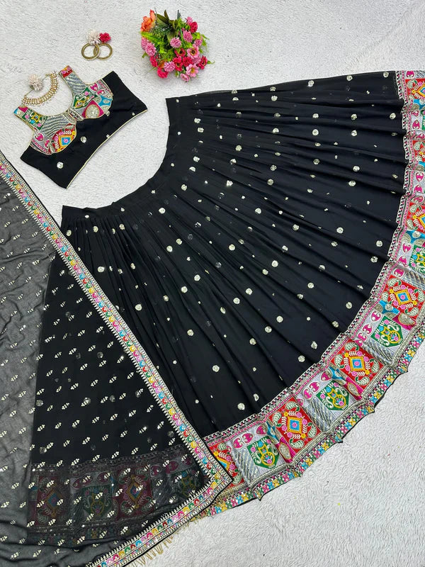 Awesome Black Lehenga Choli With Heavy Embroidery Work