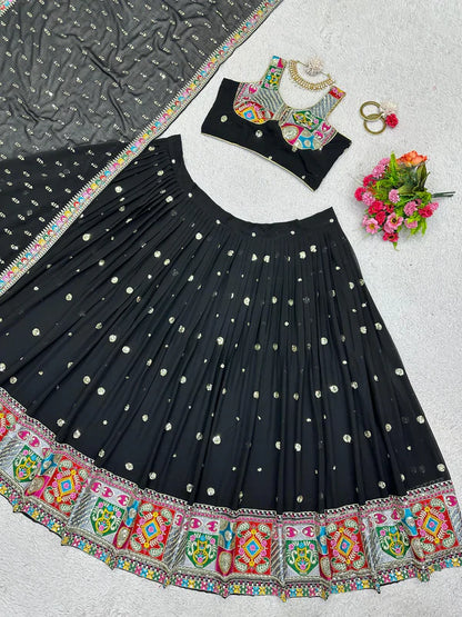 Awesome Black Lehenga Choli With Heavy Embroidery Work