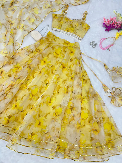 Digital Printed Modern Touch Yellow Lehenga Choli