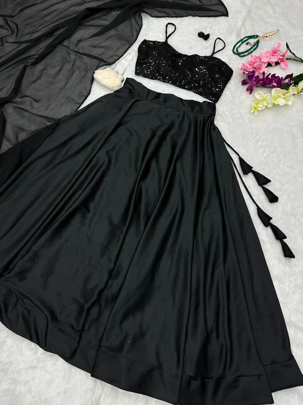 Exclusive Black Color Party Wear Lehenga Choli