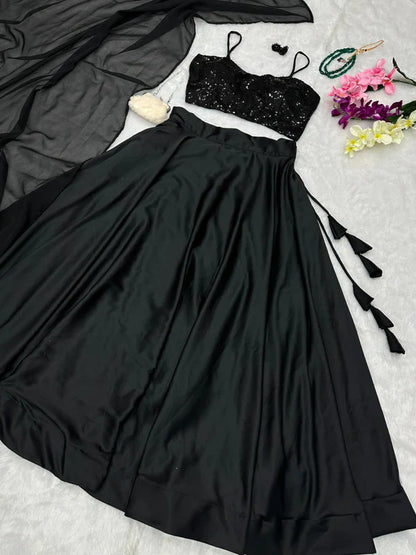 Exclusive Black Color Party Wear Lehenga Choli