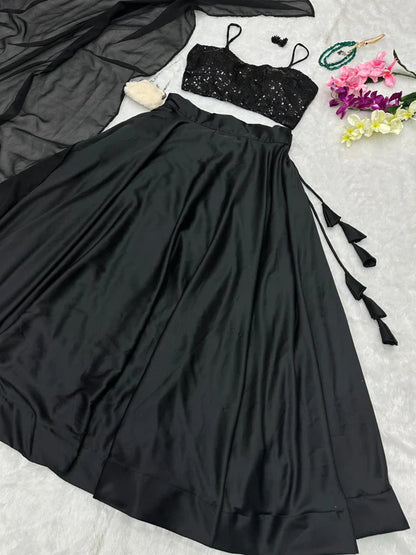 Exclusive Black Color Party Wear Lehenga Choli