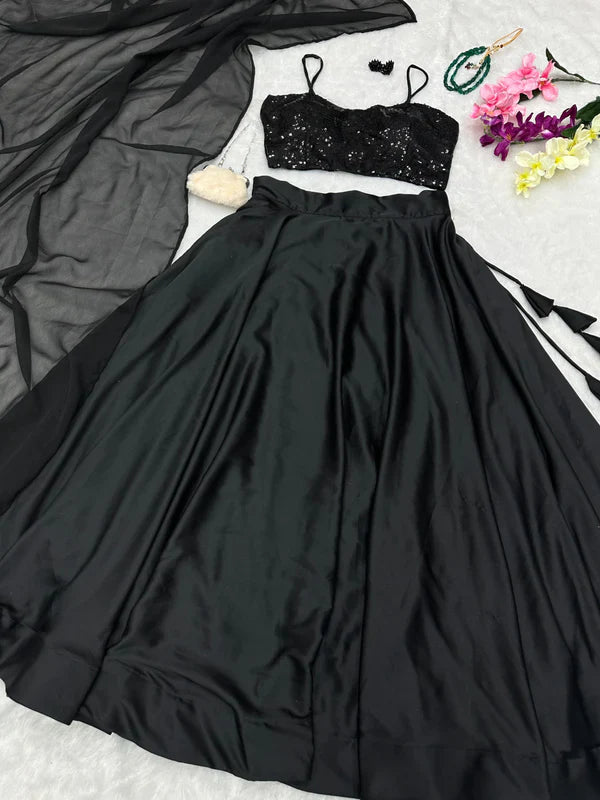 Exclusive Black Color Party Wear Lehenga Choli