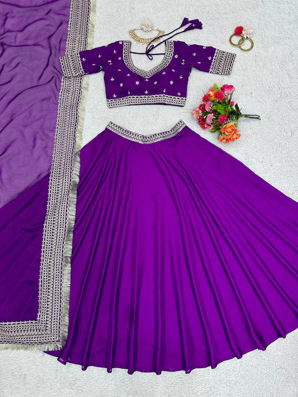 Fashionable Purple Color Function Wear Lehenga Choli