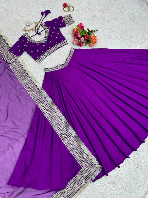 Fashionable Purple Color Function Wear Lehenga Choli