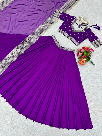 Fashionable Purple Color Function Wear Lehenga Choli