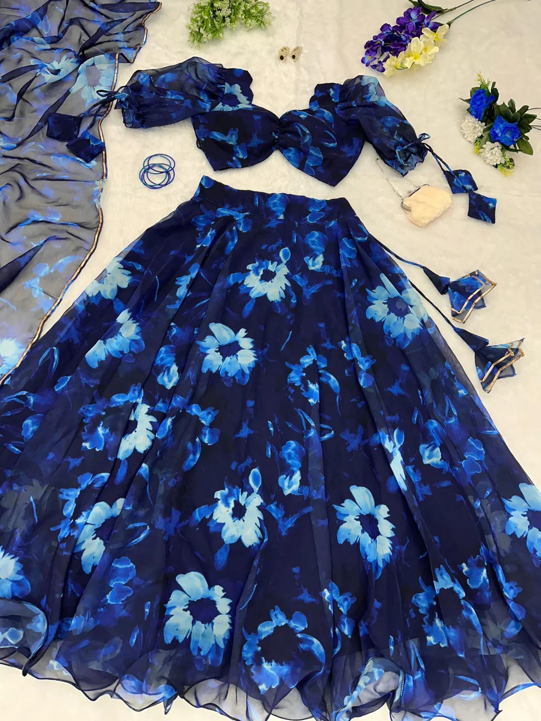 Good Looking Navy Blue Digital Print Lehenga Choli