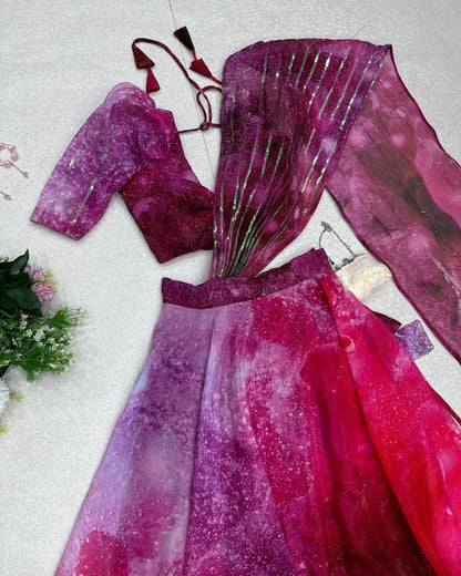 New Pattern Pink And Wine Color Lehenga Choli