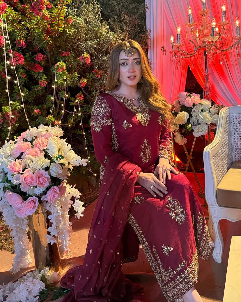 Alluring Maroon Color Heavy Vichitra Silk With Embroidery Sequences Work Designer Palazzo Suit Set
