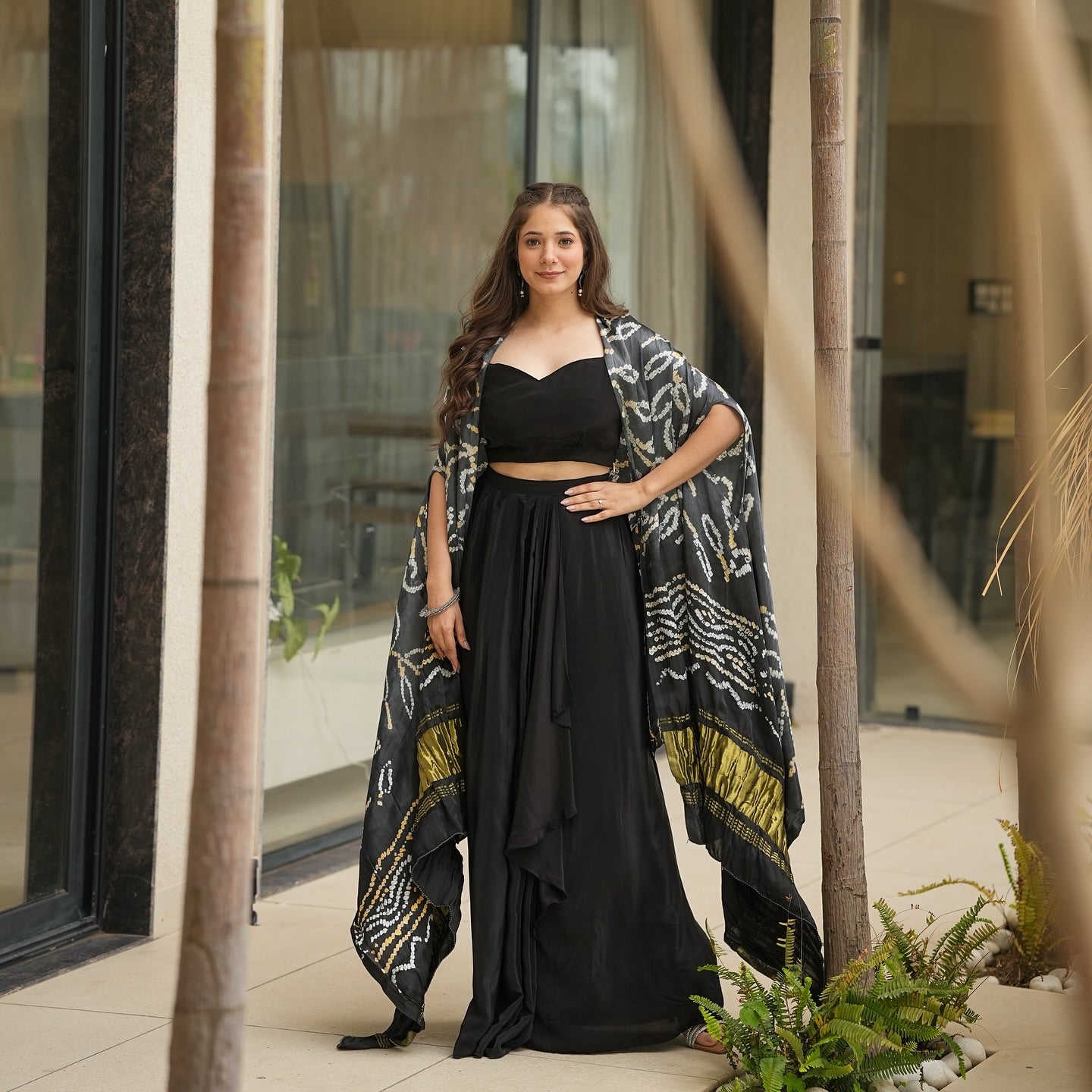 Black Colour Indowestern Dhoti Suit With Shrug