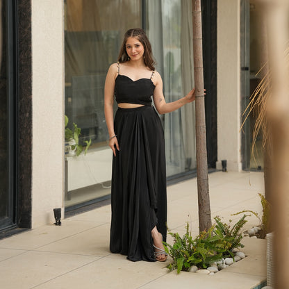 Black Colour Indowestern Dhoti Suit With Shrug