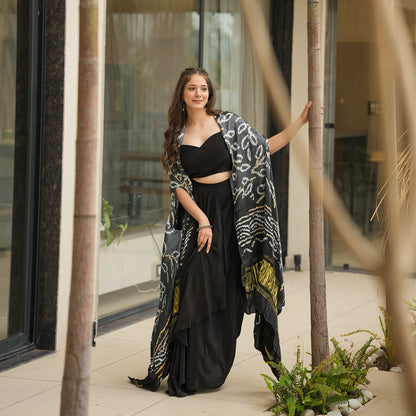 Black Colour Indowestern Dhoti Suit With Shrug