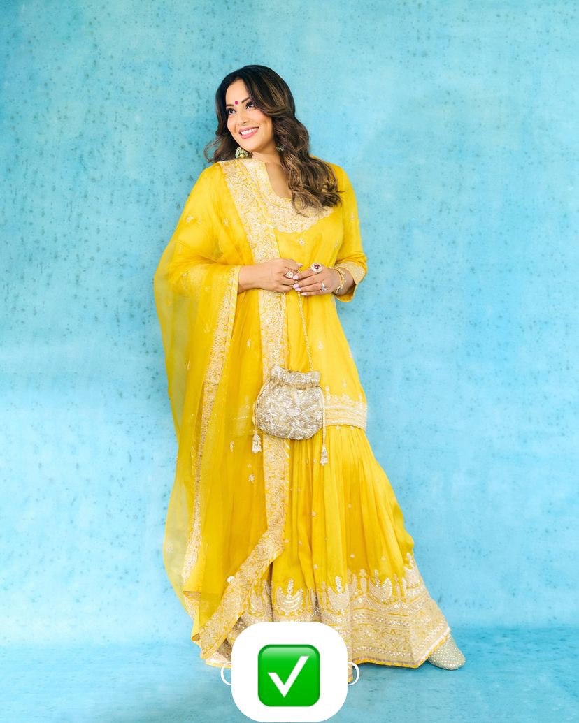 Haldi Wear Faux Georgette And Codding Embroidery Sequence Work Sharara Suit