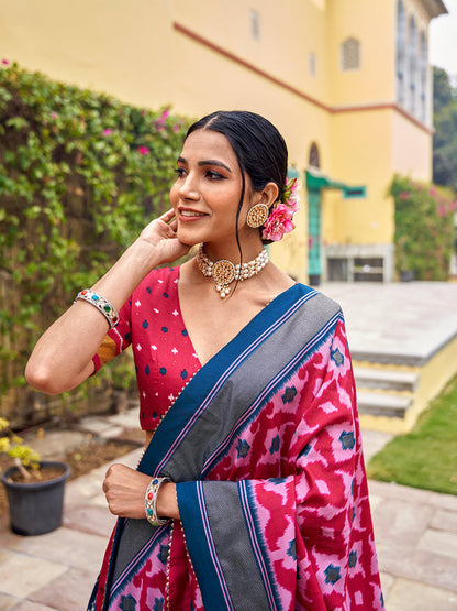 Blue Color Print With Foil Work Tussar Silk Lehenga Choli