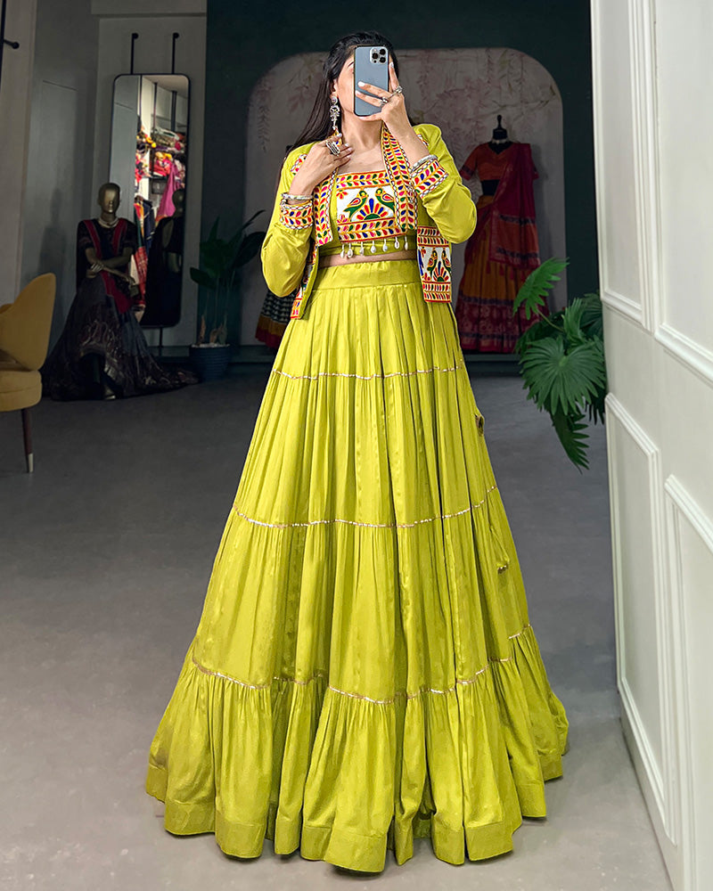 Green colour lehenga choli online