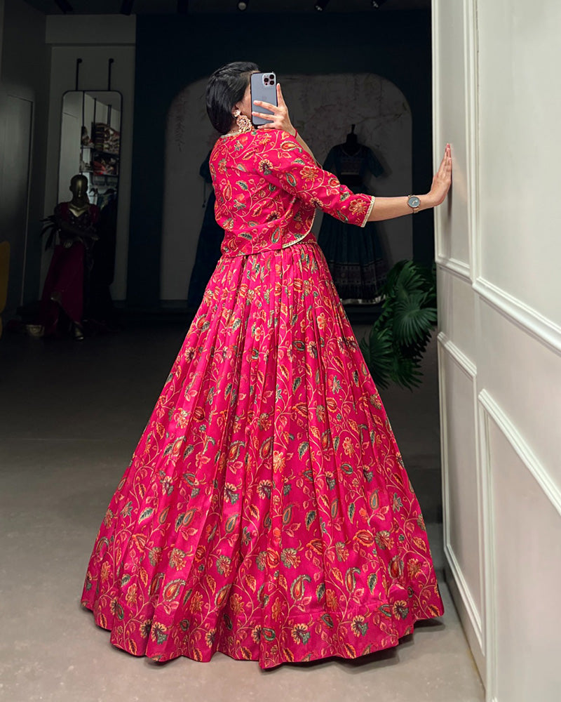 Pink Color Tussar Silk Lehenga Choli