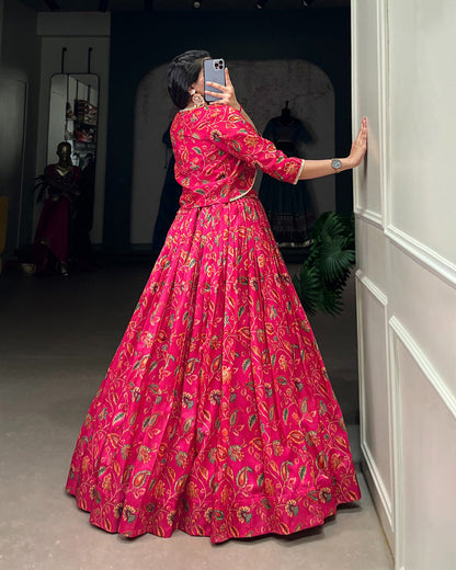 Pink Color Tussar Silk Lehenga Choli