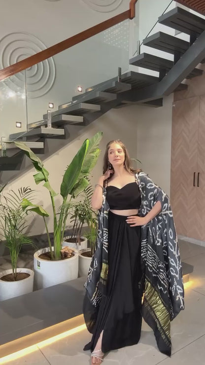 Black Colour Indowestern Dhoti Suit With Shrug