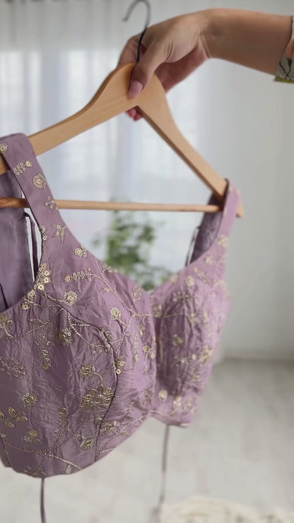Light Dusty Mauve Color Tissue Silk Pre Draped Saree