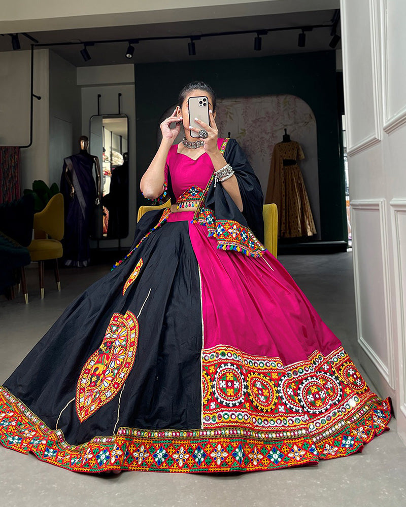 Rangili Black Pink Color Cotton Navratri Lehenga Choli Pravra Enterprise