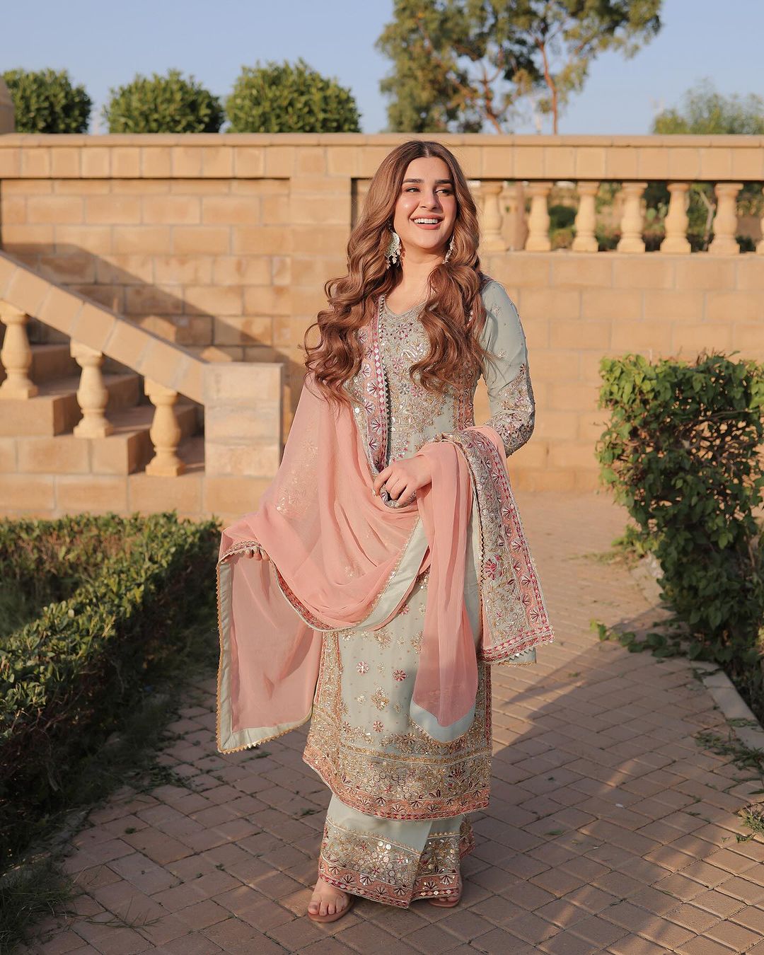 Shriyanshi Sky Blue Embroidered Kurti Palazzo Set
