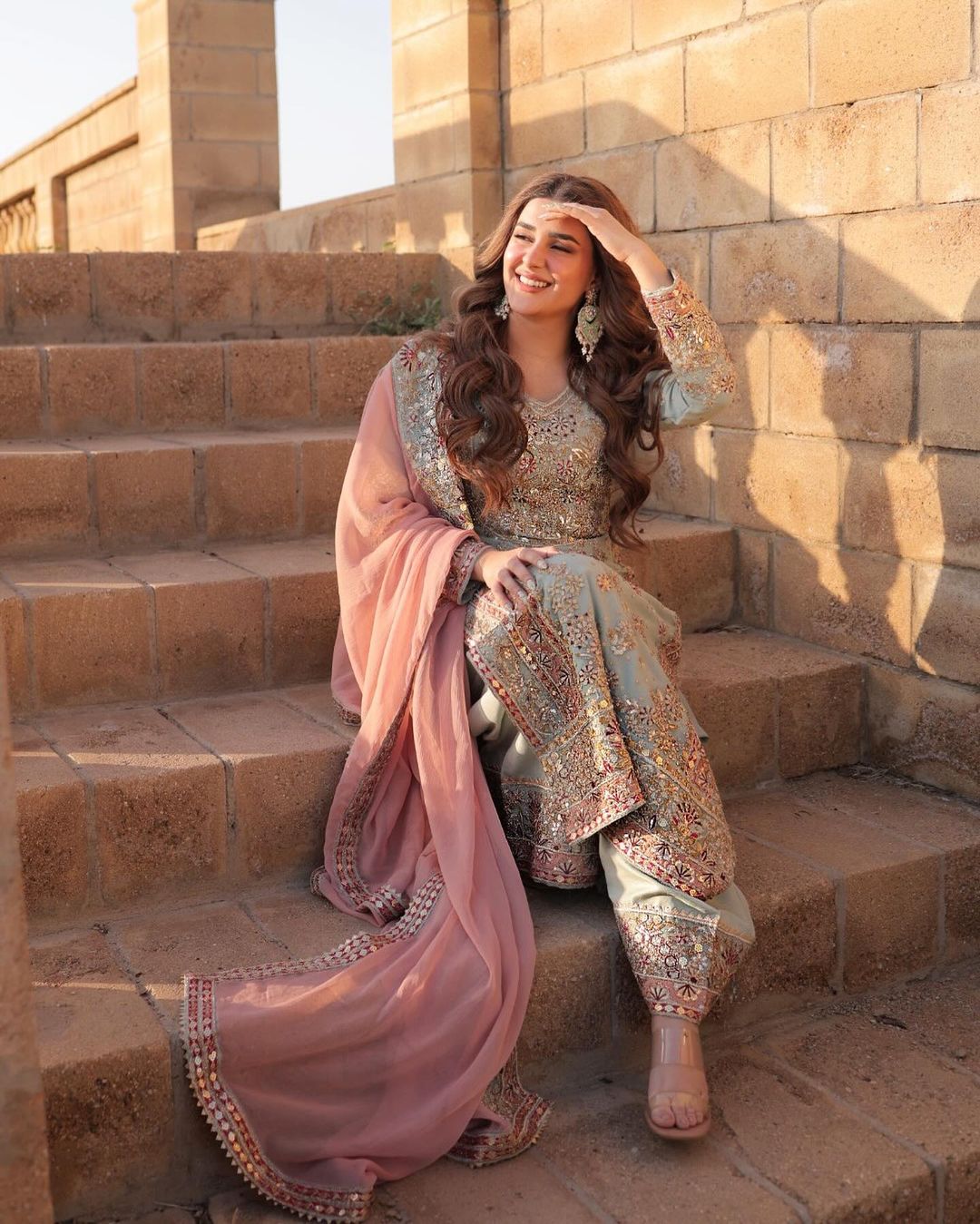Shriyanshi Sky Blue Embroidered Kurti Palazzo Set