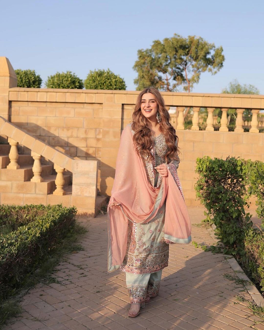 Shriyanshi Sky Blue Embroidered Kurti Palazzo Set