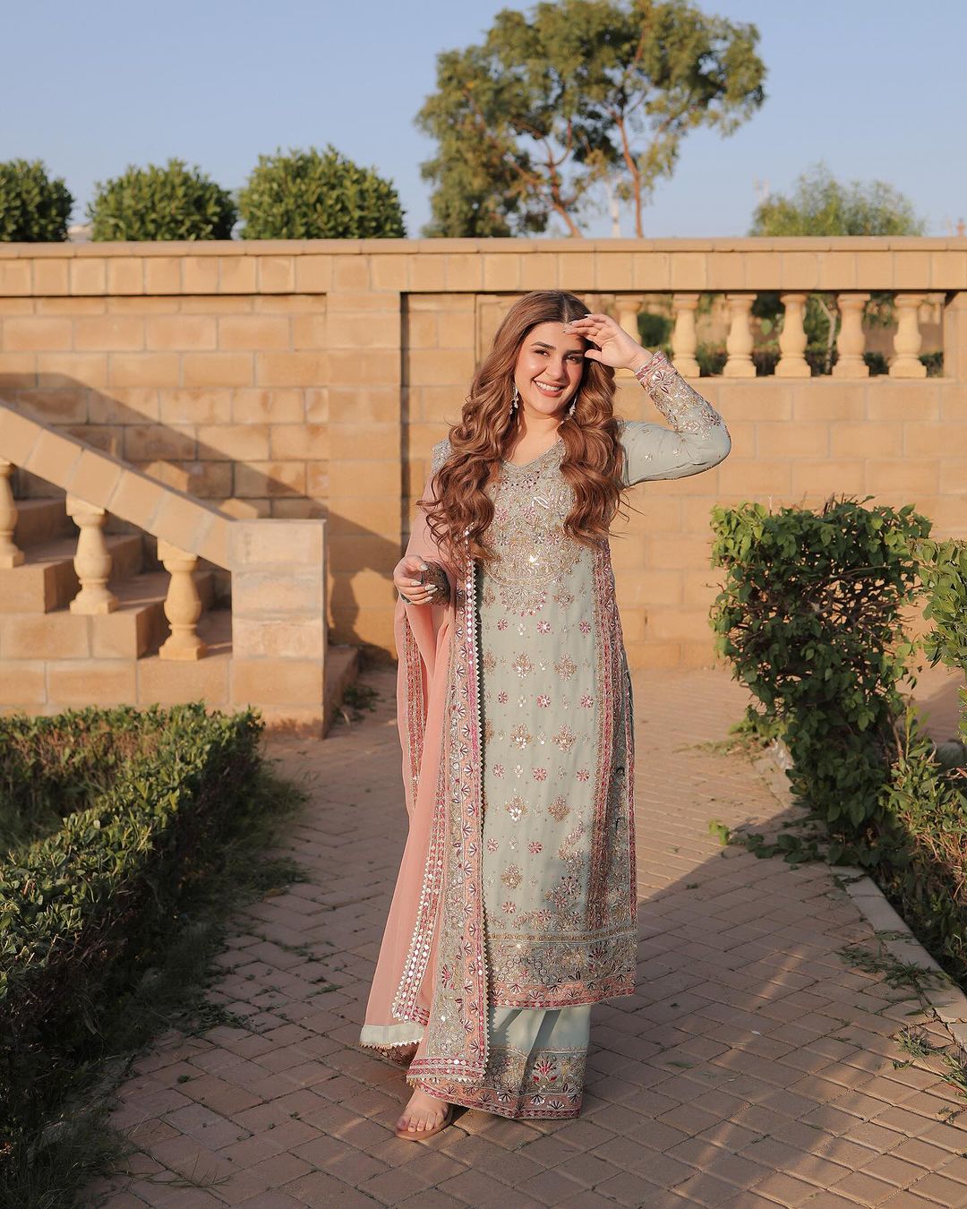 Shriyanshi Sky Blue Embroidered Kurti Palazzo Set