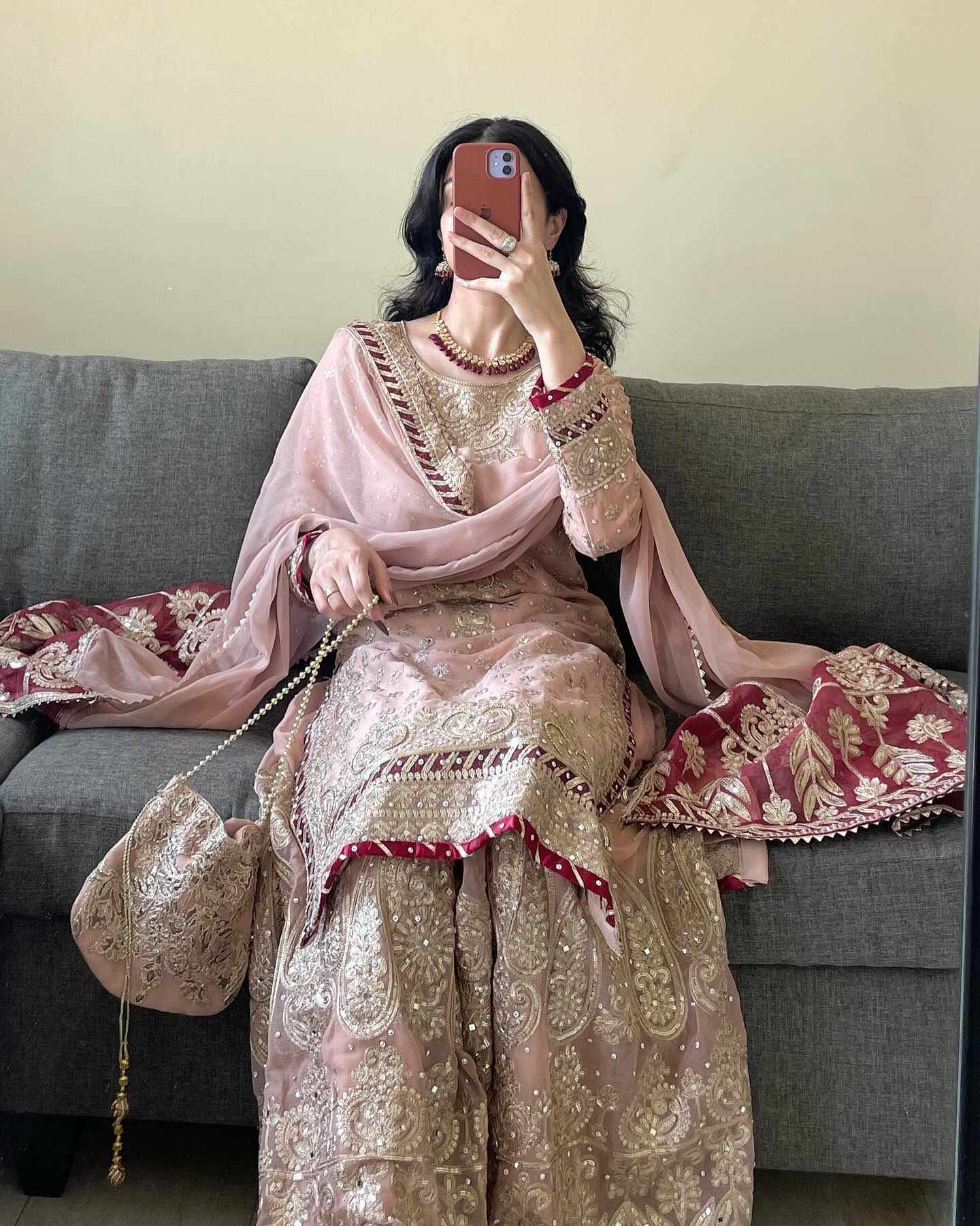 Vihana Pink Embroidered Kurti Palazzo Suit Set