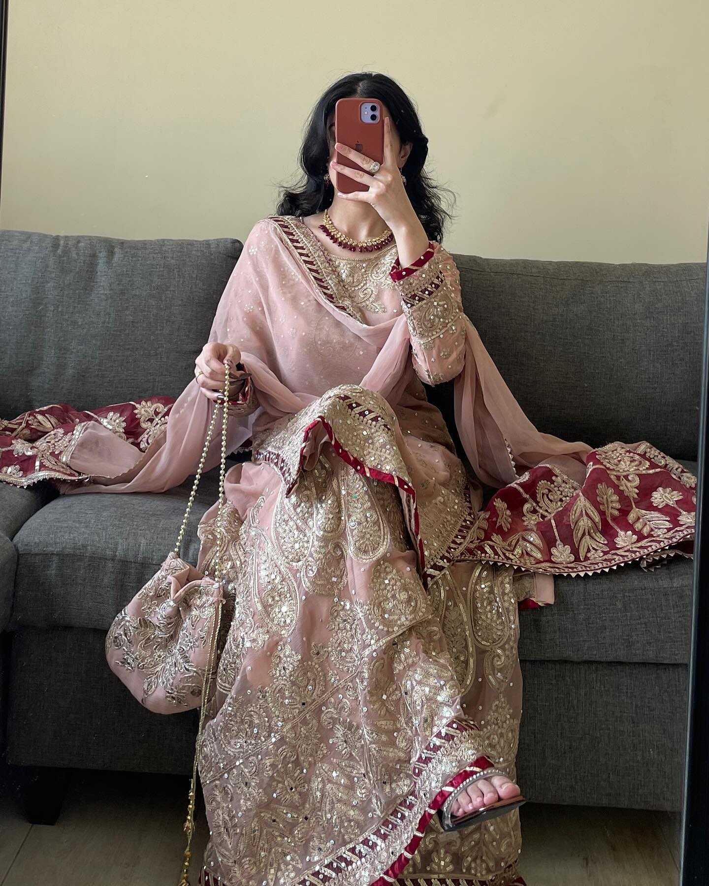 Vihana Pink Embroidered Kurti Palazzo Suit Set