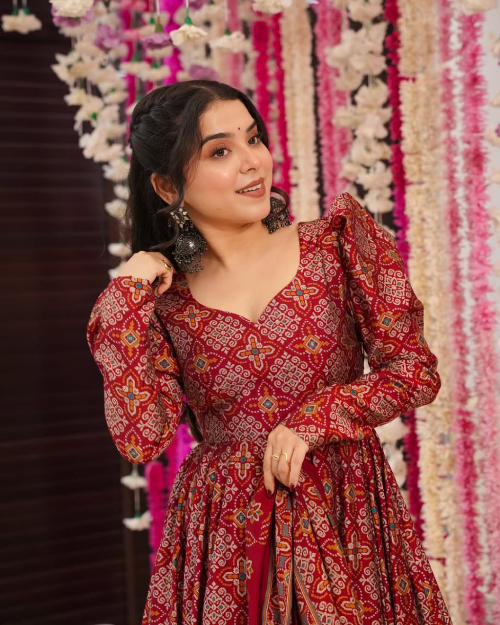 Wedding Wear Maroon Color Pure Soft Cotton Printed Anarkali Palazzo Suit Set