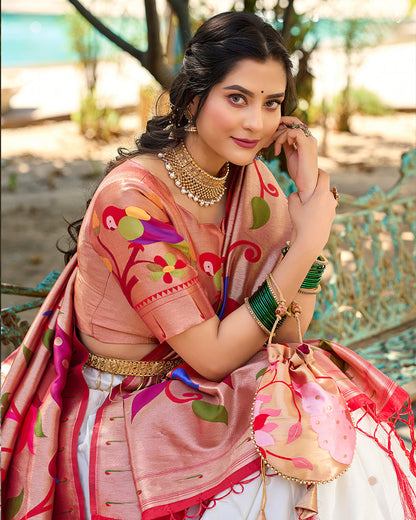 White Color Jacquard Silk Lehenga Choli