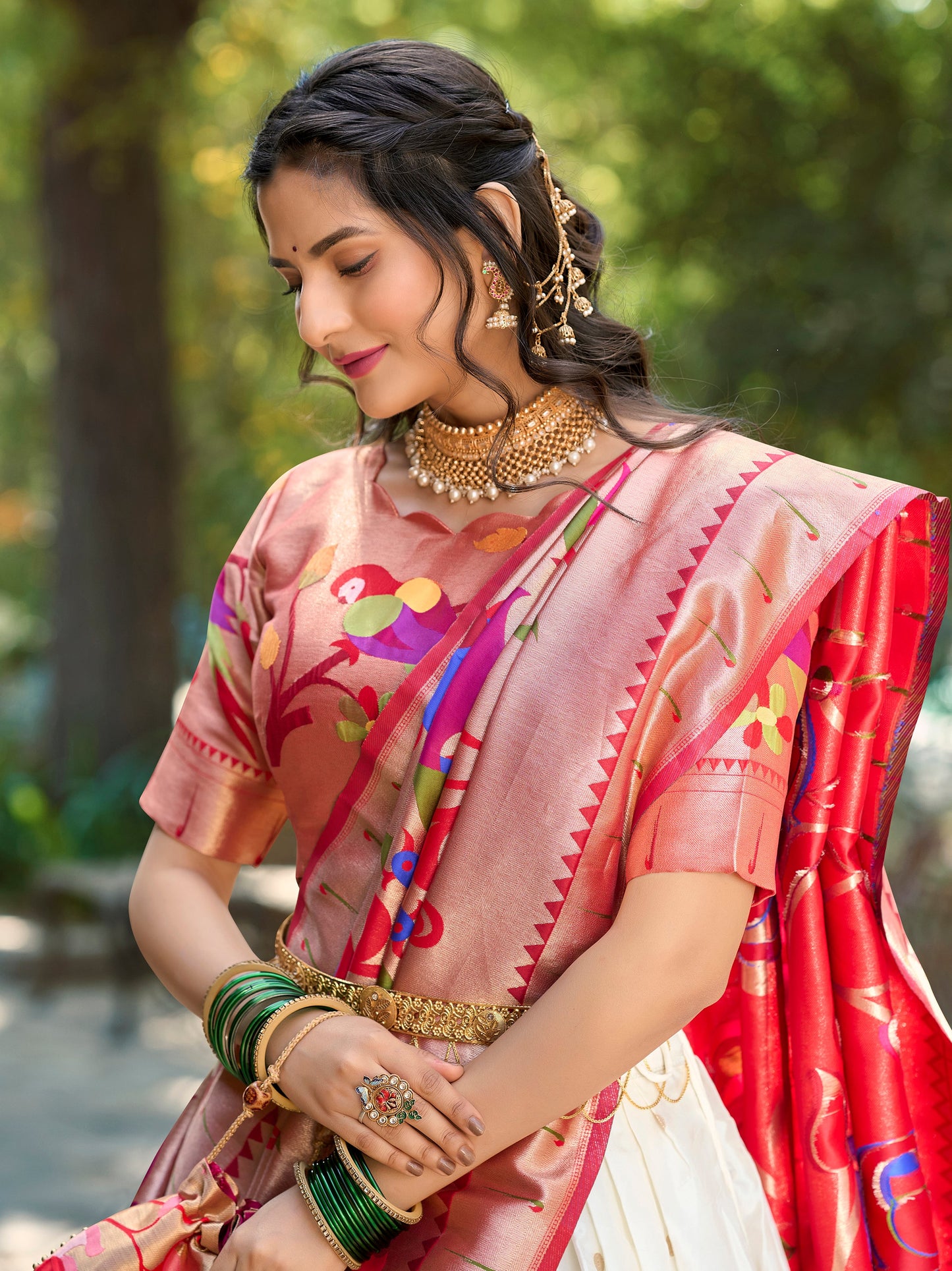 White Color Weaving Zari Work Jacquard Silk Lehenga Choli